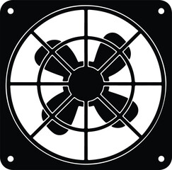 Obraz premium Silhouette of a computer cooling fan with a protective grill vector illustration