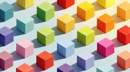 Obraz premium Vibrant 3D isometric boxes in varied colors with angled light and clean composition
