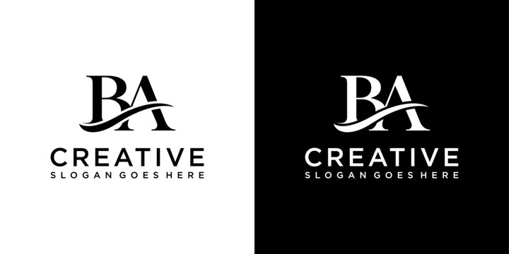 BA or AB initial letter logo design vector template