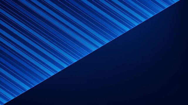 Abstract split of diagonal blue striped pattern into smooth, darker blue space