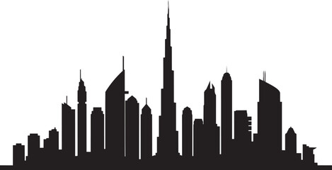 Obraz premium Dubai City Skyline Vector Silhouette Illustration