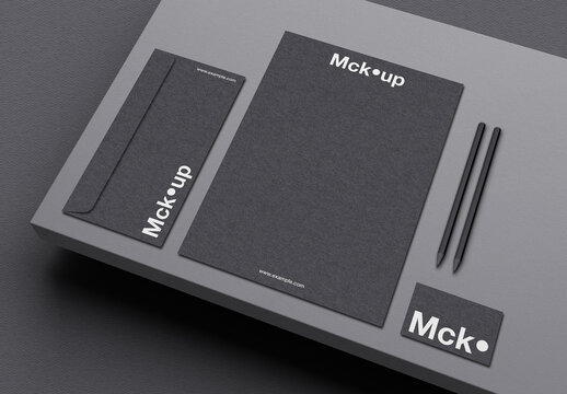 Dark Textured Stationery Mockup