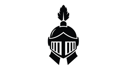 Black helmet with feather plume a striking knight s silhouette © MALA