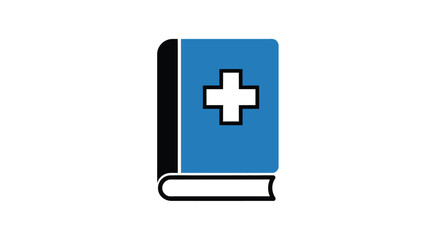 Fototapeta premium Medical textbook with a white cross emblem a striking silhouette