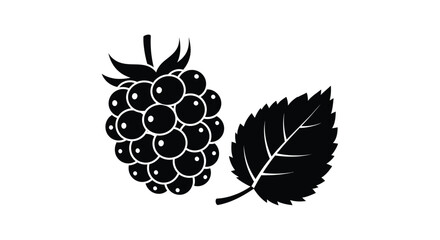 Obraz premium Black raspberry and leaf design a striking botanical silhouette