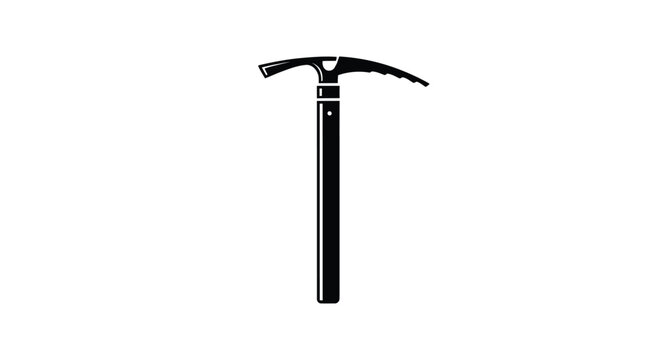 Black ice axe tool depicted in a stark graphic silhouette