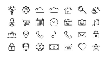 Collection of Modern Simple Line Icons. © Rendi