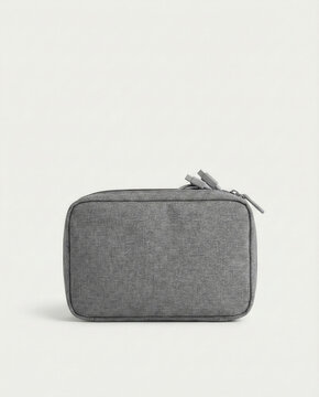 Gray cable organizer pouch with copy space minimalist layout