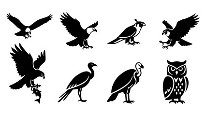 Fototapeta premium Birds of Prey Silhouette Icon Collection