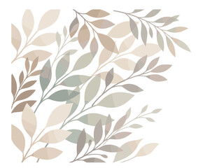 Fototapeta premium botanical leaf vector background with abstract foliage branches and natural plant elements isolated on transparent background