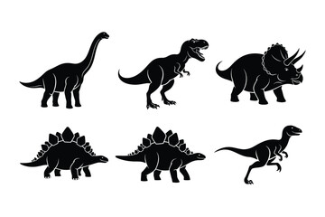 Set of dinosaur silhouettes with tyrannosaurus rex © Sadek