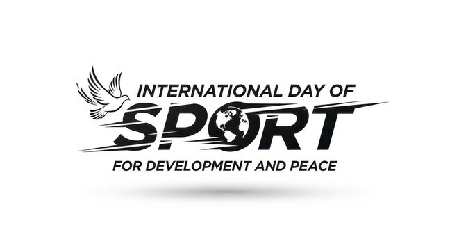 International Day of Sport for Development and Peace logo design vector illustration black white