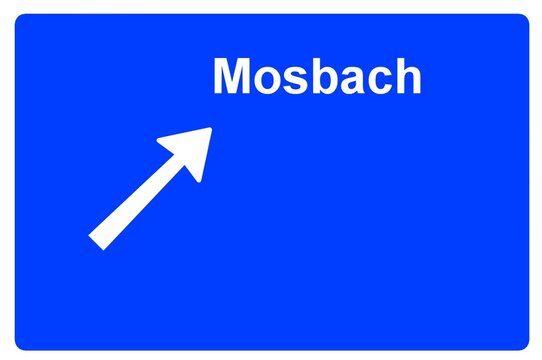 Illustration eines Autobahn-Ausfahrtschildes mit der Beschriftung "Mosbach"	