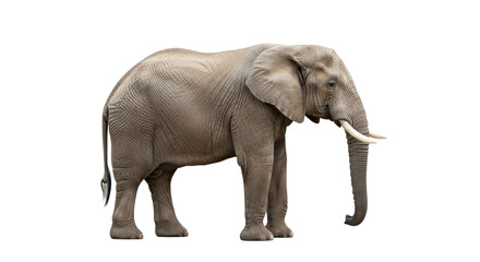 Obraz premium African elephant PNG isolated on transparent background, large mammal with tusks and gray skin for wildlife and conservation themes