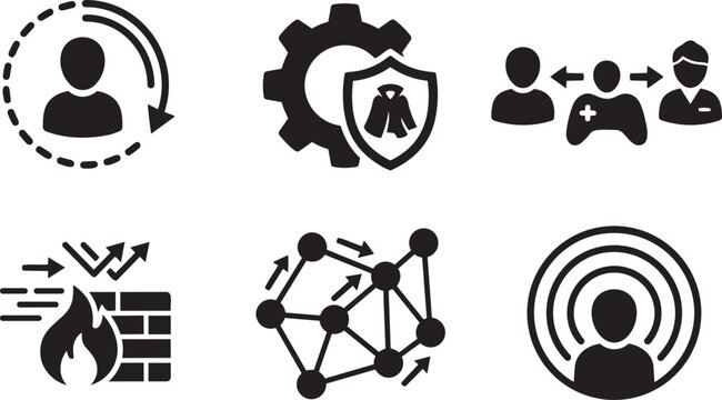 Software-Defined Perimeter SDP Network Security and Dynamic Application Cloaking Symbols Solid Black Vector Silhouette Icon Set