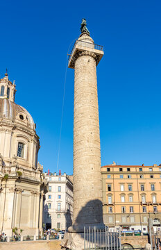 Ancient Trajan's column in Rome, Italy