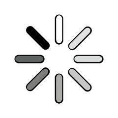 Obraz premium This digital artwork depicts eight oval shapes arranged radially in shades of gray resembling loading indicator. The composition emphasizes symmetry motion and minimal style suitable for creative proj