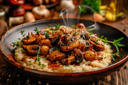 a creamy mushroom risotto