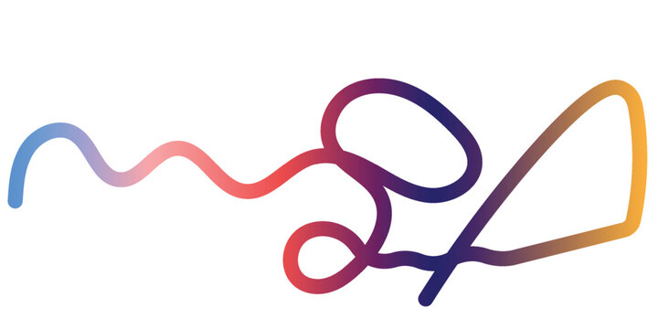 Colorful Gradient Squiggle Lines Isolated on Transparent Background, Abstract Neon Ribbon Curves, Vibrant Rainbow Doodle Wave Line Design Element PNG