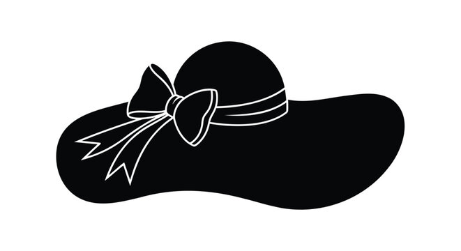 Black hat with white bow vector illustration