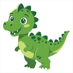 Fototapeta premium Cartoon green dinosaur vector illustration