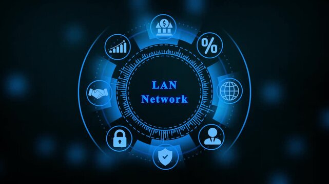 LAN Network Concept with Digital Interface and Icons