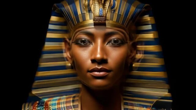 Fast morphing portraits of Egyptian pharaohs and queens with realistic skin tones and ancient headdresses.
