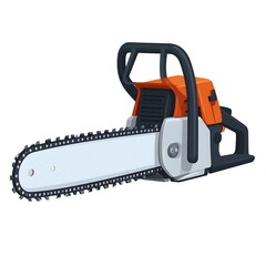 Fototapeta premium Orange Chainsaw Illustration - Powerful Tool for Woodcutting and Tree Care.