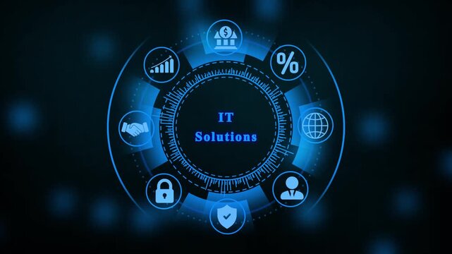 IT Solutions Digital Hub with Icons IT solutions technology