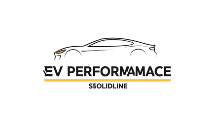Fototapeta premium EV Performance Solidline Logo with Sleek Electric Vehicle Silhouette.