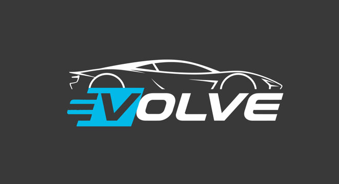 Evolve Car Logo Design with Sleek Silhouette.