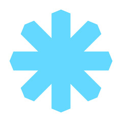 Light blue eight point star geometric shape. Abstract winter snowflake icon element vector illustration.