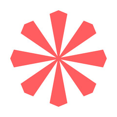 Red abstract floral sunburst shape. Eight point star spark symbol vector illustration.