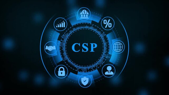 Digital Network With CSP Text And Business Icons