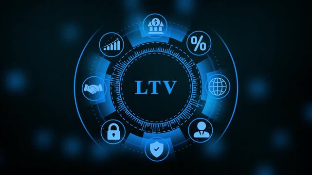 LTV financial metric concept with icons in a circle