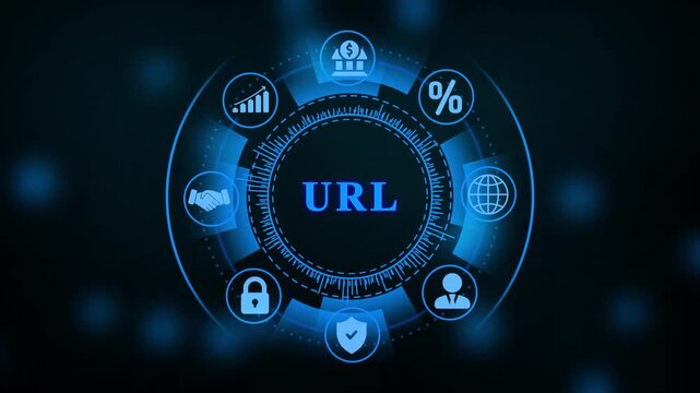 Web address diagram with URL in the center uniform resource locator