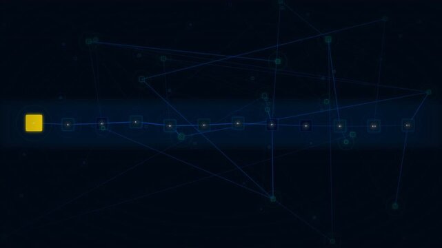 Blockchain Network Abstract Seamless Animation, Slow Propagation Blue Dynamic Technology Background