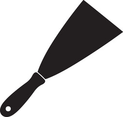 A black-handled putty knife used for smoothing and spreading materials in construction or repair tasks silhouette vector icon