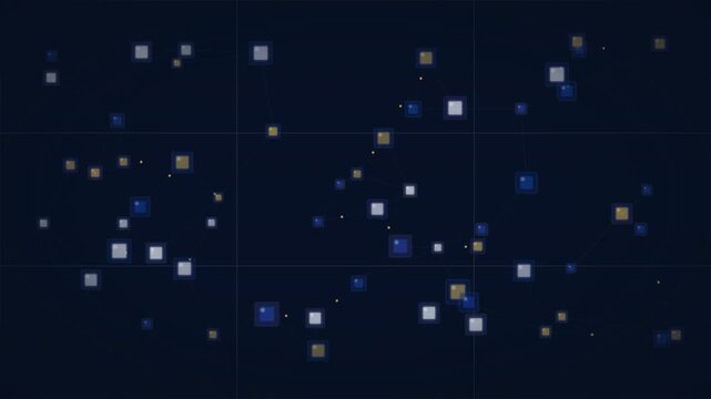 Blockchain Nodes Abstract Seamless Animation, Fluid Organic Glass Corporate Dynamic Technology Background