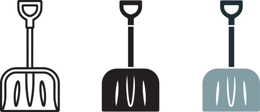 Snow Shovel Icon Vector Illustration Set