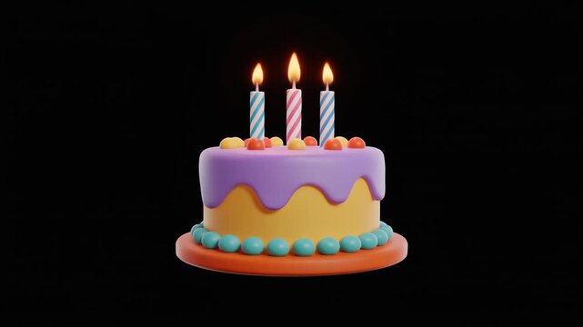 birthday cake with burning candles
