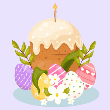 Easter cake with easter eggs