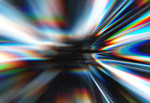 Abstract chromatic light streaks with motion blur and glitch effect