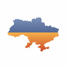 Obraz premium Ukraine map silhouette with flag colors, symbol of patriotism and freedom.