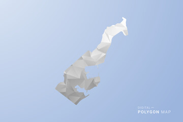 Naklejka premium Monaco Map - polygon style vector illustration in gray, white and blue tone, low-poly geometric design, minimal silhouette, suitable for infographic and modern design.