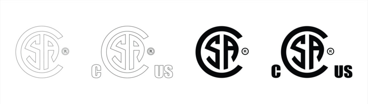 CSA icon in circular monogram design, standard and global product certification symbol, isolated vector illustration EPS 10