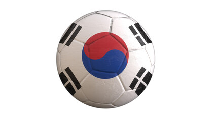 Obraz premium South Korea flag soccer ball isolated on light gray background, national football concept, 3D sports illustration