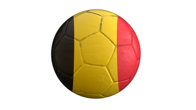 Belgium flag soccer ball isolated on light gray background, national football concept, 3D sports illustration