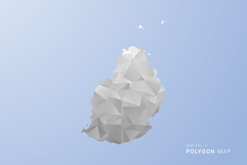 Mauritius Map - polygon style vector illustration in gray, white and blue tone, low-poly geometric design, minimal silhouette, suitable for infographic and modern design. © Whatever
