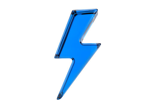 Blue glass lightning bolt isolated on a transparent background 1